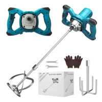 Vielseitiger Betonmischer für das Anmischen von Beton, Farbe, Putz und anderen Materialien mit 6-Gang-Getriebe, bürstenloser Motor und Arretierbarer Schalter.