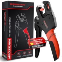 Bissmann Automatische Abisolierzange für schnelles und präzises Abisolieren von Kabeln mit Edelstahlklinge und Seitenschneiderfunktion.