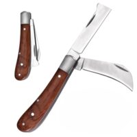 Multifunktionales Gartenmesser mit 2 Klingen, Okuliermesser für Obstbäume, Veredelungsmesser für Ernten und Beschneiden von Sträuchern und Pflanzen