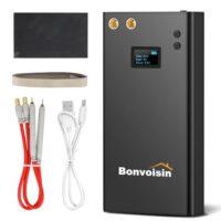 Bonvoisin Akku Punktschweißgerät, 11000mAh Ladebarer Akku, 70 Gänge Einstellbar, für 0,1-0,3mm dicke Eisen/Edelstahl/Nickel-Streifen, mit 40cm-Schweißstift und 2m Nickelblech (EU)
