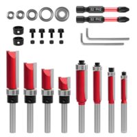 Holzbearbeitungset mit Bündigfräsern, Scharnierbohrern und Kugellagern für verschiedene Projekte und DIY-Arbeiten