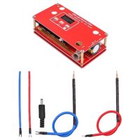 Tragbares DIY-Punktschweißgerät für Kondensatoren mit digitaler Anzeige und vier Kabeln.