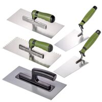 Rostfreie Edelstahlkellen für Ausbesserungsarbeiten, Verputzarbeiten und Gipserarbeiten - Zahnkelle Kleberkelle Glättekelle in einem Set