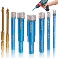 8 Stück Fliesenbohrer Set, Diamantbohrer, 5/6/8/10/12/14mm, Fliesenbohrer Glasbohrer Set und 2 Stück 6mm Metall Bohren, ideal für Porzellan, Keramik, Granit, Glas