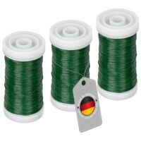 ECENCE Blumendraht 3x 100m Myrtendraht geglüht aus Eisen Ø 0,35mm in der Farbe Grün Basteldraht, Blumenbindedraht, Wickeldraht Bindedraht - Hochwertiger Draht für Bastelprojekte und Blumenbinden