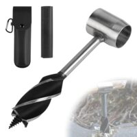 Holzbohrer mit schwarzer Ledertasche und Schlangenbohrer, ideal für Outdoor-Abenteuer und Holzbearbeitung