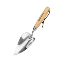 Silberne Schaufel mit ergonomischem Holzgriff für Gartenarbeit - Valentinstags-Geschenkidee