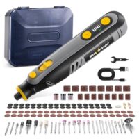 Enventor 8V Mini Multifunktionswerkzeug Akku, 2000 mAh, Rotationswerkzeug-Set, 5 Variable Geschwindigkeiten, 5000–30000 RPM, 125-tlg Zubehör zum Schnitzen, Schleifen, Polieren, Schneiden, Bohren