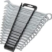 FAMEX 10355-15 Ring Maulschlüssel Set - Gabelringschlüssel Ringmaulschlüssel Schraubenschlüssel Satz - 6-22mm - im Werkzeug Halter - 15-tlg. - inkl 15, 16, 18 mm