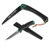 FLISSA Outdoor Messer & Handsäge Set, Jagdmesser mit feststehender Klinge und klappbaren Astsäge für Outdoor-Aktivitäten, Camping und Gartenarbeit
