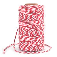Rot Weiß Baumwollschnur, 2mm Geschenkschnur zum Einpacken von Geschenken, 100m Weihnachten Bastelschnur