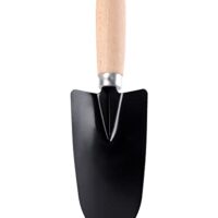 Garronda Blumenkelle Gartenschaufel zum Pflanzen Handschaufel mit Holzgriff, schwarze Farbe, 27 cm lang