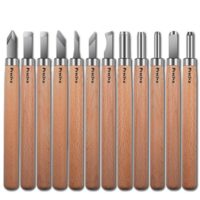 Set von 12 verschiedenen Schnitzmesser-Klingen für Holzplastiken, Wachsbearbeitung und DIY-Handwerksarbeiten, bestehend aus SK2-Stahl (Rockwellhärte HRC62), ideal für Einsteiger und Fortgeschrittene