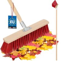 Holzstraßenbesen mit Nylonborsten und Stiel für effektive Laubreinigung in Garten oder Straße