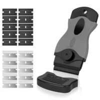 Flintronic Schaber, Keramikschaber mit 20 Edelstahl & Kunststoffklingen, Schaber Küchenschaber Set, Keramikschaber Kratzer, Herd Glasschaber, Herdschaber für Kochfeld, Backofen, Glaskeramik