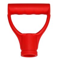 KeyMet D-Griff, Kunststoffspatengriff für Schneeschieber mit rot lackiertem massiven Holzstiel und Aluminiumstiel, 32 mm Durchmesser
