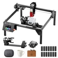Lasergravierer für Metall, Glas und Holz - LONGER Ray5 Bundle 10W mit Luftunterstützung und Rotationswalzen-Set für präzises DIY CNC Gravieren und Schneiden