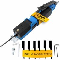 Druckluftsägelausstattung für Karosseriearbeiten, Umbauten und Reparaturen mit präzisen Sägeblattschnitten bis 1,5 mm Materialstärke