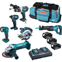 Professionelles Werkzeugset von Makita, 6-teiliges Kombi-Kit mit Akkus und Ladegerät, ideal für Heimwerker und Profis