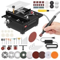 Mini Tischkreissäge 100W Multifunktionale Tischkreissäge mit 4 Klingen Präzisions Tischsäge 7-Gang-Netzteil Einstellbar für DIY Holzbearbeitungsprojekte