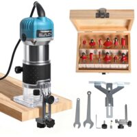 Perfekte Oberfräse für Kantenbearbeitung und Holzformen, 6-stufige Drehzahlregelung und inklusive Fräsersatz