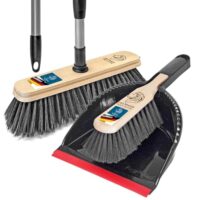 Peggy Perfect Kehrset: Besen mit Teleskopstiel 75-130 cm, Handfeger aus Buchenholz und Kehrschaufel mit Gummilippe - formstabile Kunstborsten - ergonomisch - Made in Germany aus dem Schwarzwald