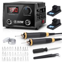 100W Pyrographie-Maschine mit 2 Stiften und 33 Drahtspitzen, Temperatur eingestellbar von 0-750°C, für Holz Leder Kürbis