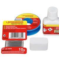 ROTHENBERGER Tiffany Lötset - Komplettes Lötzubehör mit Flussmittel, Salmiakstein und bleifreiem Lot für Glasarbeiten, Bastler und Künstler