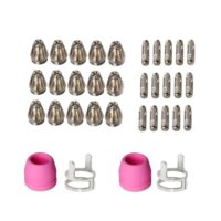 Komplett-Set für Plasmaschneider-Anwendung, 34 Stück Verbrauchsmaterialien, Keramik-Schildtassen, Elektroden und Düsen, hochwertiges Kupfermaterial, galvanisch verarbeitet, kompatibel mit AG-60 SG55-Brennern