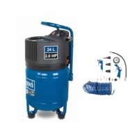 Scheppach Druckluft Kompressor HC24V Luftkompressor stehend inkl. 13 tlg. Zubehörset + 10m Schlauch, 24L Kessel, 1500W Leistung, 10bar Arbeitsdruck, 180L/min Ansaugleistung, ölfrei und wartungsarm