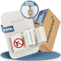 Selbstklebende Besenhalter & Gerätehalter für die Wand ohne Bohren und Schrauben | Wandhalterung aus Edelstahl für Besen, Werkzeug, Pfannen, Garten, Werkstatt, Garage, Küche, Badezimmer