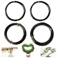 Bonsai Draht, 1mm/1,5mm/2mm/2,5mm Basteldraht Eloxiertes Aluminium Draht für Pflanzen und Bäume, Bindedraht zum Basteln adventskranz Modellierdraht Rostfrei (Schwarz)