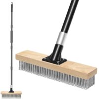 TidyBliss Drahtbesen Edelstahl mit Langer Griff, Stahlbesen Schwerlast Steif für Außenbereich Moos Entfernen bei Betonböden Terrassen Gärten Innenhöfe Dächer Ziegelsteine Garagen Schwimmbäder