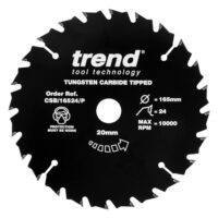 Trend Holz PTFE Kreissägeblatt, 165mm Durchmesser, 20mm Bohrung, 24 Zähne, HW, 2,2mm Schnittbreite, CSB/16524/P