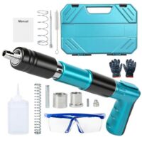 Ergänzende Manuelle Nagelpistole mit Schalldämpfer, 5 Gänge Einstellbar für Ziegelwände, Betonwände, Kabelkanäle aus Aluminiumlegierungen und dicke Holzbretter. Perfekte Werkzeug für Baustellen und Heimwerker.