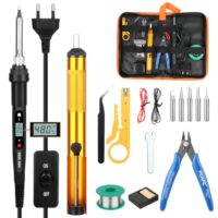 Lötkolben Set mit Ein/Aus Schalter, LCD Einstellbar Temperatur Soldering Iron für Elektrische Arbeiten