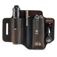VIPERADE PJ29 EDC Lederscheide, Multitoolscheide/Werkzeuge Holster/Messergürtelscheide/Taschenlampenscheide für Leatherman Multitools/Messerscheide, handgefertigte Organizerscheide - Braun