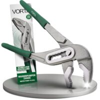 Viertelansicht einer Rohrzange mit Schnellfeinverstellung für optimale Hebelwirkung bei der Reparatur oder Montage von Wasserrohren