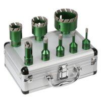 Effizientes und robustes Bohren in verschiedenen Materialien mit dem Vearter 8 Stück 6-68mm Trocken Fliesenbohrer Set. Vakuumgelötete Diamanttechnologie für höhere Schnittgeschwindigkeit, Haltbarkeit und Robustheit.