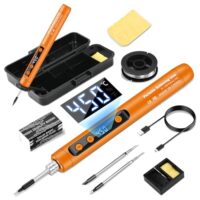 Voktta Akku Lötkolben Set mit Ständer, Tragbarer kabelloser Soldering Iron mit LCD, Einstellbare Temperatur 180-450°C, 3 Lötspitzen für Reparaturen an Leiterplatten und Schweißreparaturen
