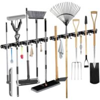 2-teilige Wandhalterung für Schwerlast-Geräte mit 10 Haltern und 8 Haken, Selbstklebend, Edelstahl, Küche, Badezimmer, Garage, Garten