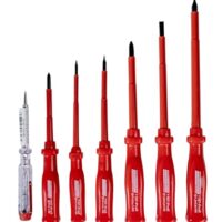 Brüder Mannesmann Werkzeug 7-teiliger Elektro-Schraubendrehersatz M 1187-PROFI für Einsteiger und Profis, hochwertiges Werkzeug mit TüV/GS geprüften Teilen