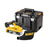 DEWALT 18 Volt Akku-Bandschleifer mit bürstenlosem Motor und Staubabsorber für hohe Präzision und Arbeitsgeschwindigkeit