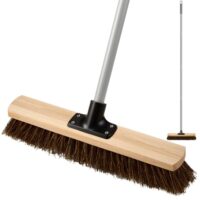 Mitclear 40cm Gartenbesen mit langem Stiel (160cm), robust und zuverlässig für Gärten, Terrassen, Einfahrten und Hinterhöfe, natürliche Arenga-Borsten, öl- und wasserbeständig