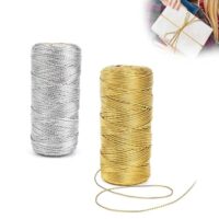 2 Rollen Gold und Silber Metallic Schnur, insgesamt 200 Meter, für Geschenkverpackung, Etikettendraht, DIY-Bastelarbeiten
