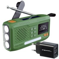 Infactory Solar Radio, Mobil DAB+ Kurbelradio mit EWF, Solarpanel, LED und USB-Netzteil für Reisen, Arbeit oder Freizeit
