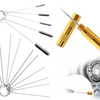 Luftspritzpistole Reinigungswerkzeug Kit mit Edelstahl Spritzpistole, Bürsten und Nadeln für professionelle Luftbürste Reiniger DüSenwerkzeug Zubehör, Reinigungsset und Cleaning Tools für Airbrush