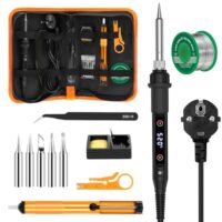 Lötkolben Set 80W LED Temperatur Einstellbar 180~520°C, Lötkolben mit Schalter, schnelles Aufheizen, Bleifreier Lötdraht und weitere Werkzeuge
