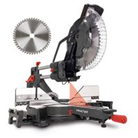 Leistungsstarker Kappzugsäge mit Laser, Posaunenauszug und Softstart für schnelles und präzises Schneiden von Holz und Metall bis 180x340mm Schnittbereich