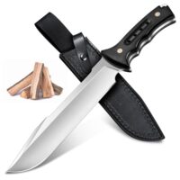 Großes Outdoor-Messer mit 5mm Klingenrücken, Full-Tang-Survival-Messer aus Hochkohlenstoffstahl, Machete mit Scheide für Bushcraft Camping und Holzhacken